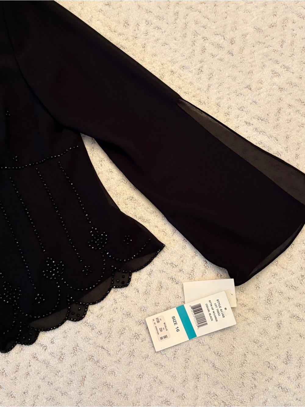 Caliendo Black Evening Cocktail Dress Jacket NEW Womens Size 16 Large Beaded - Picture 10 of 16